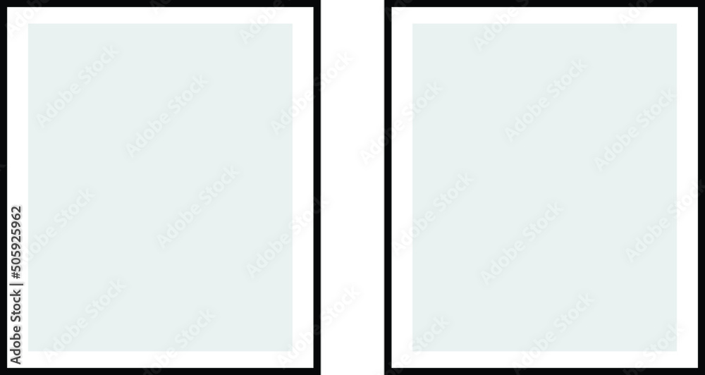 Two square black frame mockup. Set of Two black frame mock up poster. Black Frame On a white background. Mockup of two frames to display your artwork.