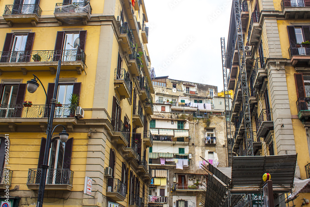 Typical narrow street in Naples, Italy	