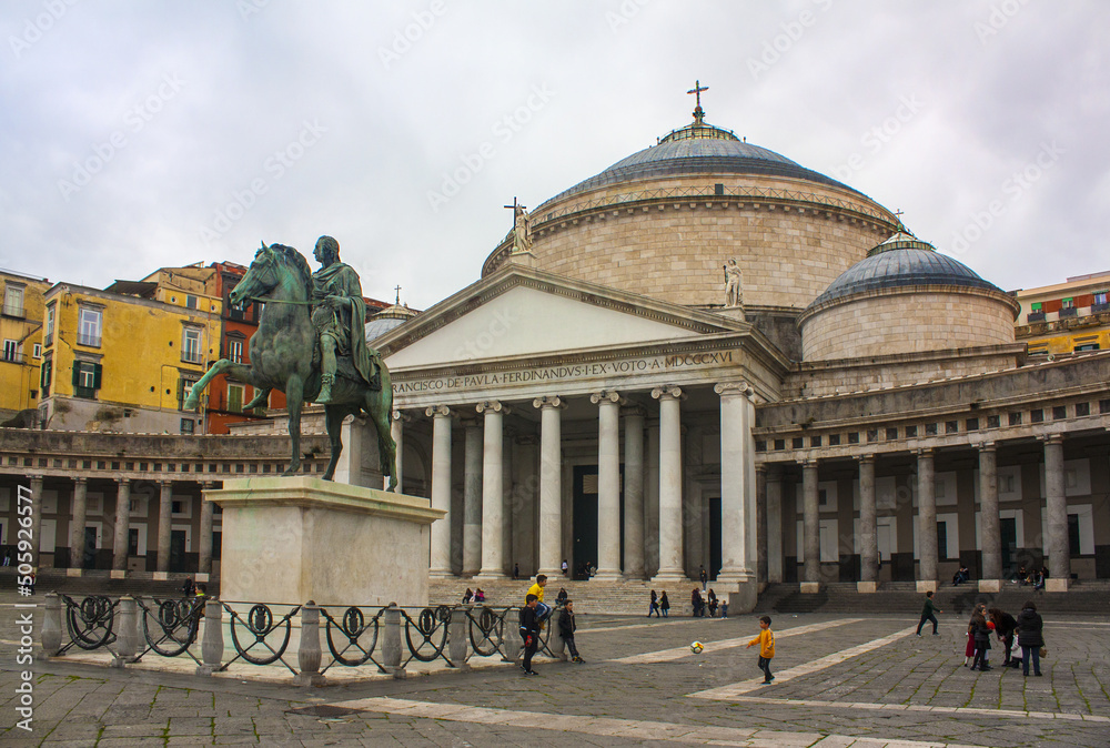 Church of St. Francis on the Piazza del Plebiscito in Naples, Italy