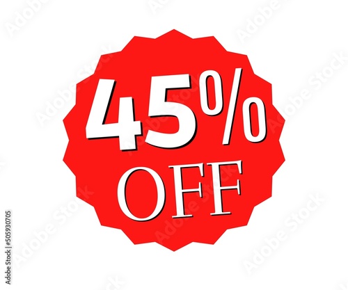 45% off with red sticker design. online discount template 