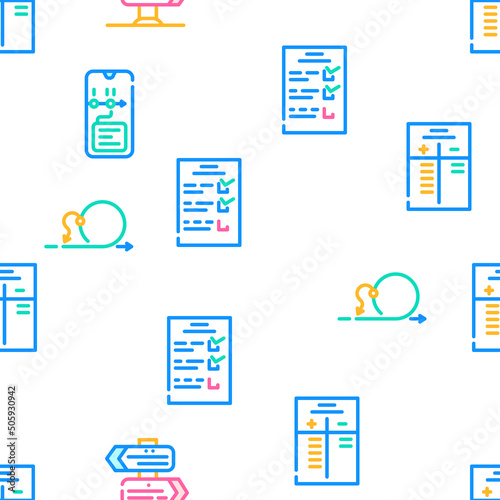 Planning Startup Project Strategy Vector Seamless Pattern Color Line Illustration