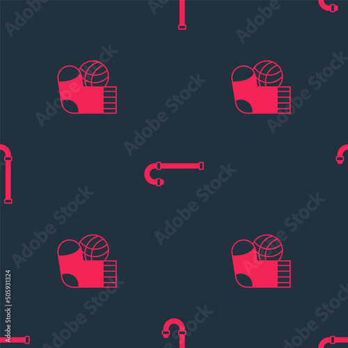 Set Socks and Walking stick cane on seamless pattern. Vector