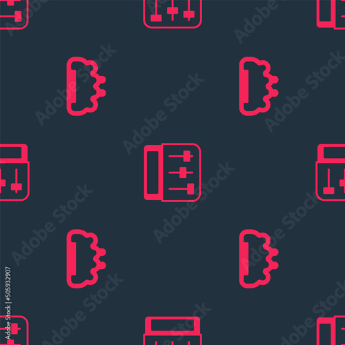 Set Brass knuckles and Drum machine music on seamless pattern. Vector