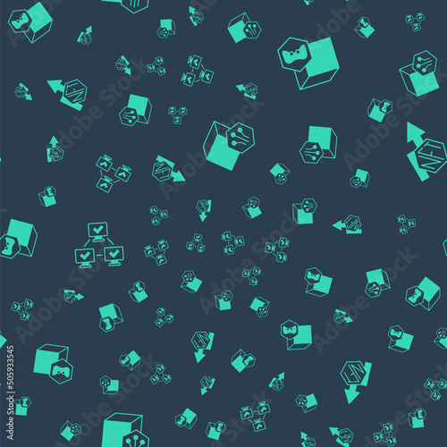 Set NFT Digital crypto art, blockchain technology and growth bar chart on seamless pattern. Vector