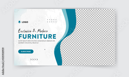 Furniture sale social media instagram post or web banner template, youtube Fully Editable video thumbnail design for opening video