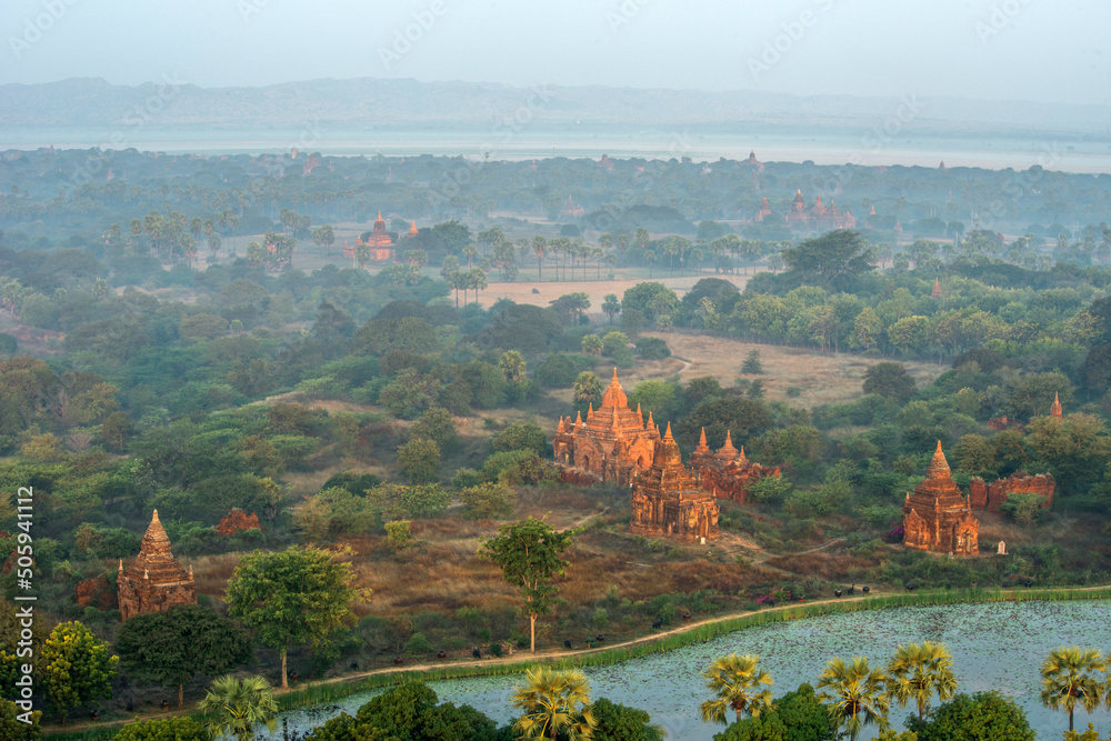 Old Bagan temple aerial view