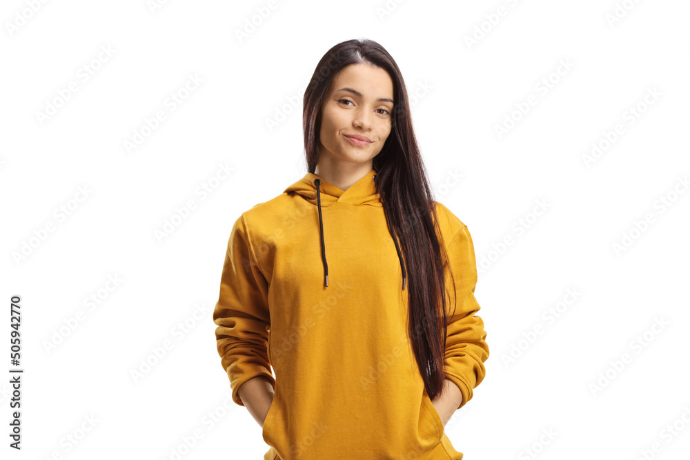 Casual young female with long black hair Casual young female with long black hair