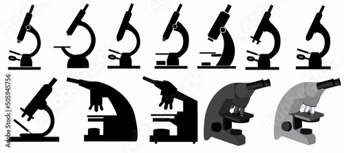 Set of black microscopes, vector, illustratin