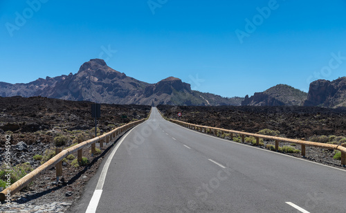 Road in the distance, excursion to mountains and volcanoes in Tenerife