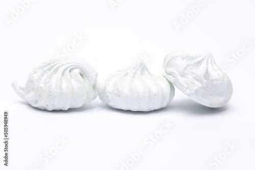 Sweet white meringue isolated on a white background.