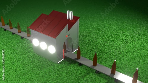 A stylized beverage factory. Seamless animation