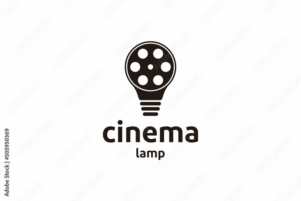 cinema roll media film in lamp shape logo vector design Stock Vector |  Adobe Stock