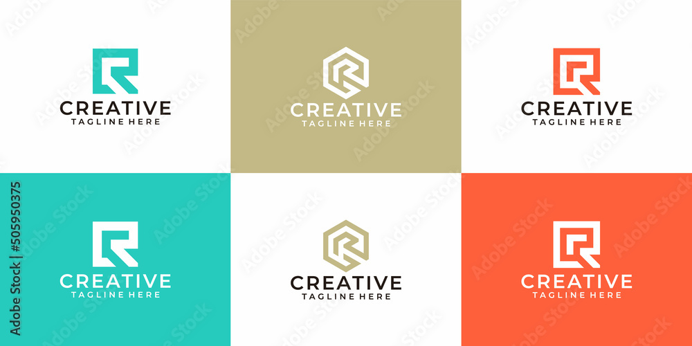 Set of geometric letter r business logo vector design - obrazy, fototapety, plakaty 