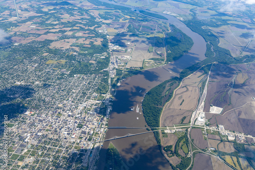 Aerial view of Mississippi River at Quincy, Illinois photo