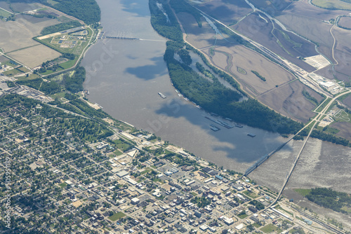 Aerial View of Mississippi River near Quincy Illinois photo