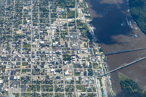 Aerial View of Downtown Quincy, Illinois, USA photo