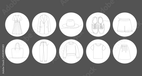 Clothes Line Vector Icons. Sigle line vector illustration 