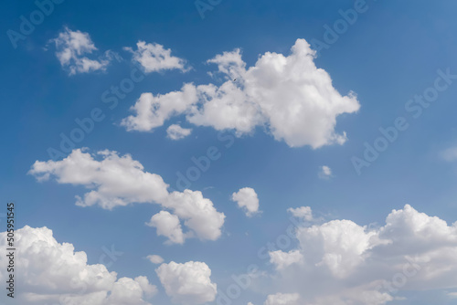 Beautiful white clouds with blue sky background.