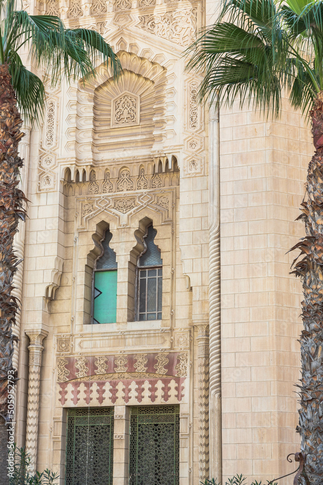 Detail of the exterior view of Abu al-Abbas al-Mursi Mosque in Alexandria, Egypt