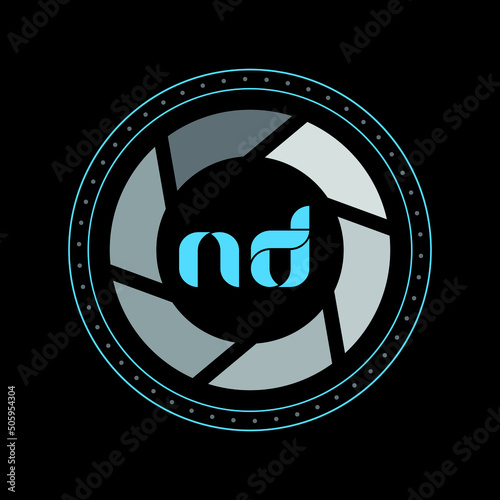 N D ,ND Creative Initials Letter Log, D N letter combination logo design with ring, circle object for creative industry, web, business and company, letter logo design for company,  photo