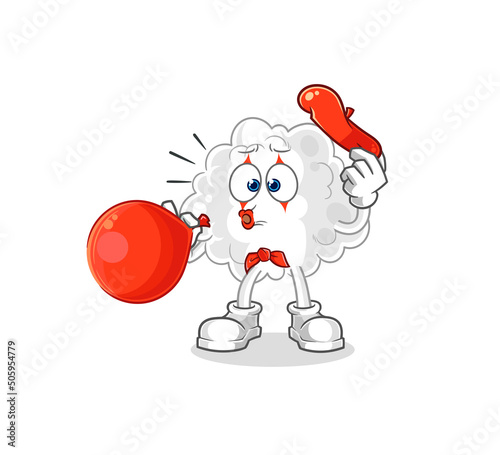 cloud pantomime blowing balloon. cartoon mascot vector