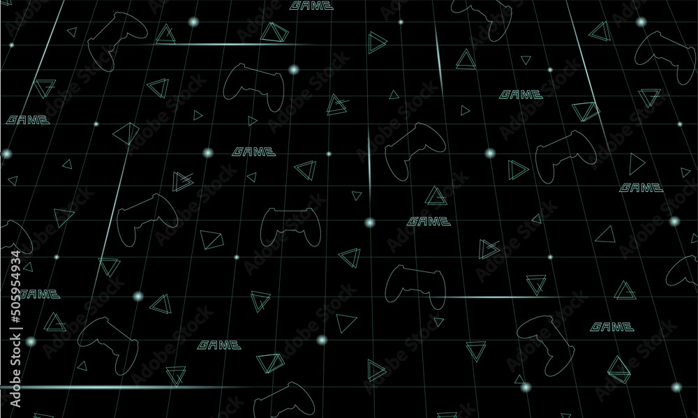 Vector cyberspace poster. Video game background. Cyber universe wallpaper. 