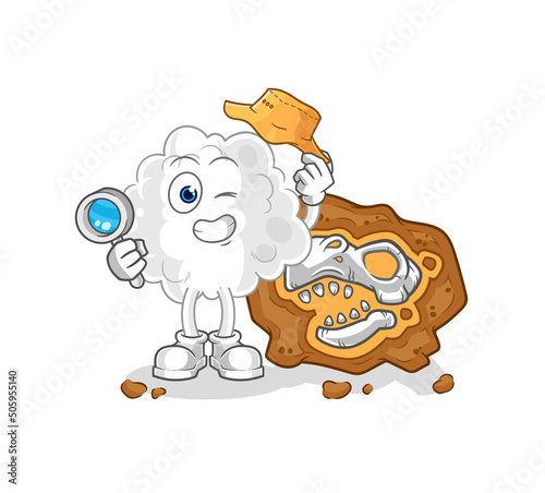 cloud archaeologists with fossils mascot. cartoon vector