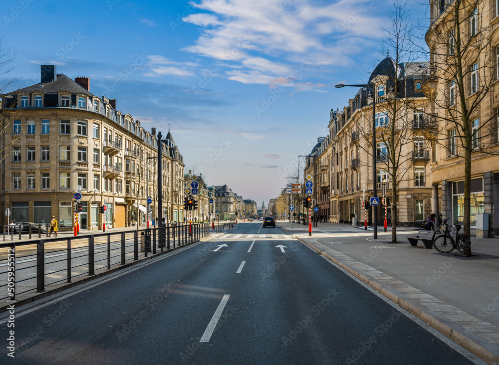 Obraz na płótnie Liberty Avenue in the Gare quarter of Luxembourg City w salonie