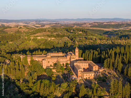 Obraz na płótnie Aerial view of the Abbey of Monte Oliveto Maggiore w salonie