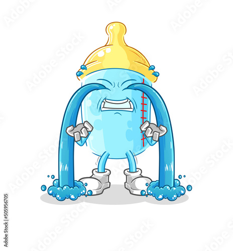 baby bottle crying illustration. character vector