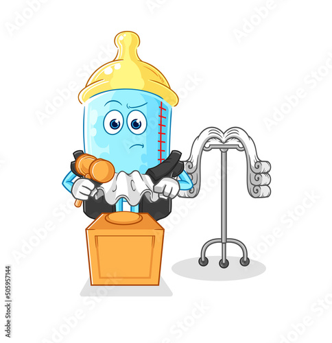 baby bottle judge holds gavel. character vector