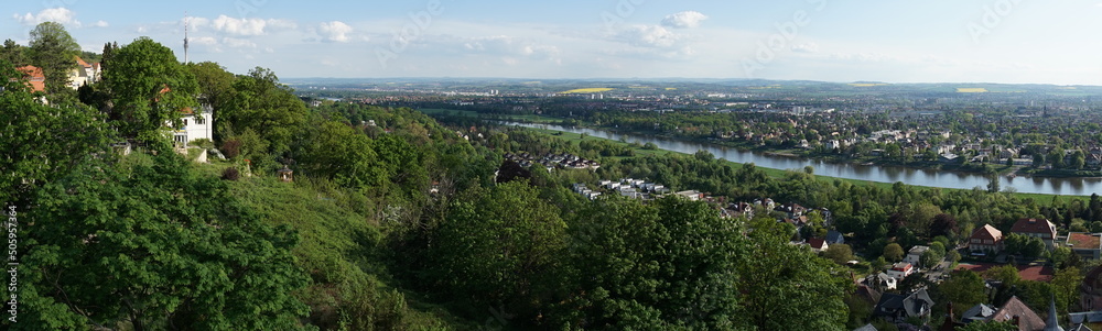 Panoramablick auf die Elbe in Dresden