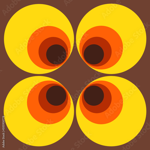 Vintage Retro 60s 70s Sun Eyeball Wallpaper Orange