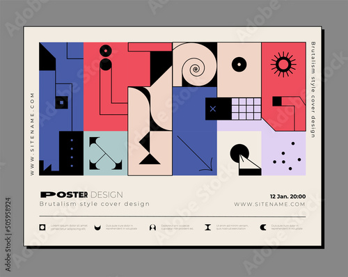 Horizontal background consisting of a set of abstract geometric futuristic figures with a thin line, modern shapes and objects. Vector illustration