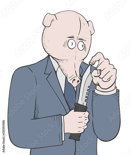 Criminal with knife draw