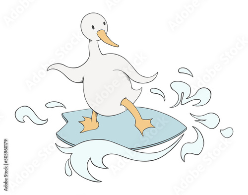 Funny surfing goose draw