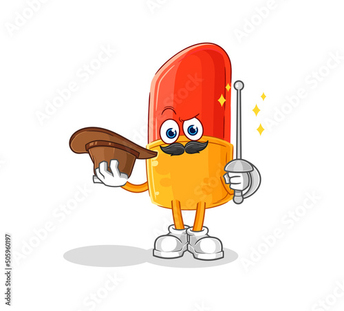 lipstick fencer character. cartoon mascot vector