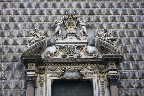 Fragment of Church of Gesu Nuovo in Naples photo