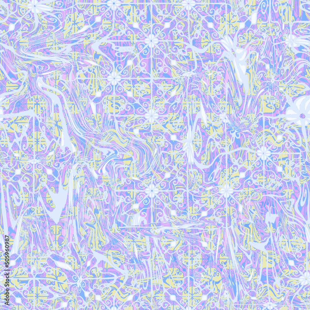 Plastic seamless ornamental pattern. Design for fabric, textile, wallpaper, background.