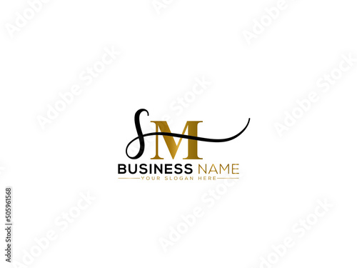 Signature SM Logo Letter, Clothing Sm ms Signature Letter Logo Icon Vector For Any Type Of Business photo