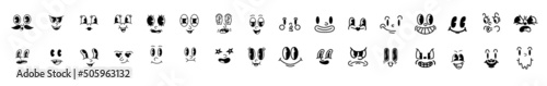 old cartoon mascot character elements. clipart faces, limbs. character creator for vintage retro logos and branding. isolated vector illustrations

