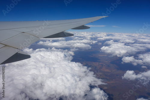 beautiful views from above through aircraft window 