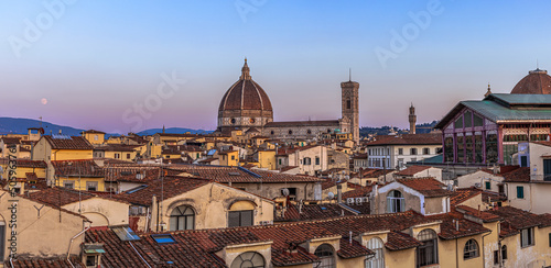 Rooftop view of the Duomo Cathedral in the medieval famous city of Florence, Italy photo