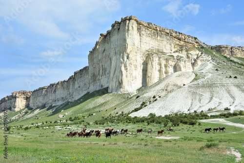 Beautiful landscape of White Rock, Rock Aq Kaya, Crimea, Belogorsky District photo