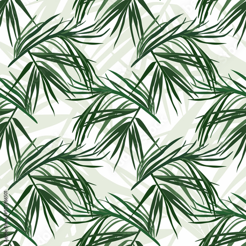 Abstract seamless pattern with palm leaves. Vector background for various surface.