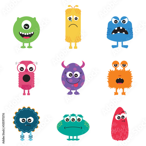 Cute Monsters Set with Feelings