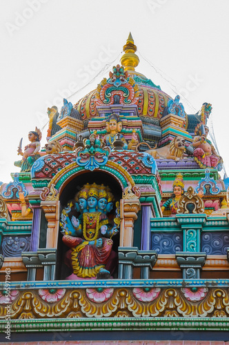 Hindu deities on the facade of Sri Rajarajeshwari Temple in Bangalore, Karnataka, India, February 03 2017 © Olha