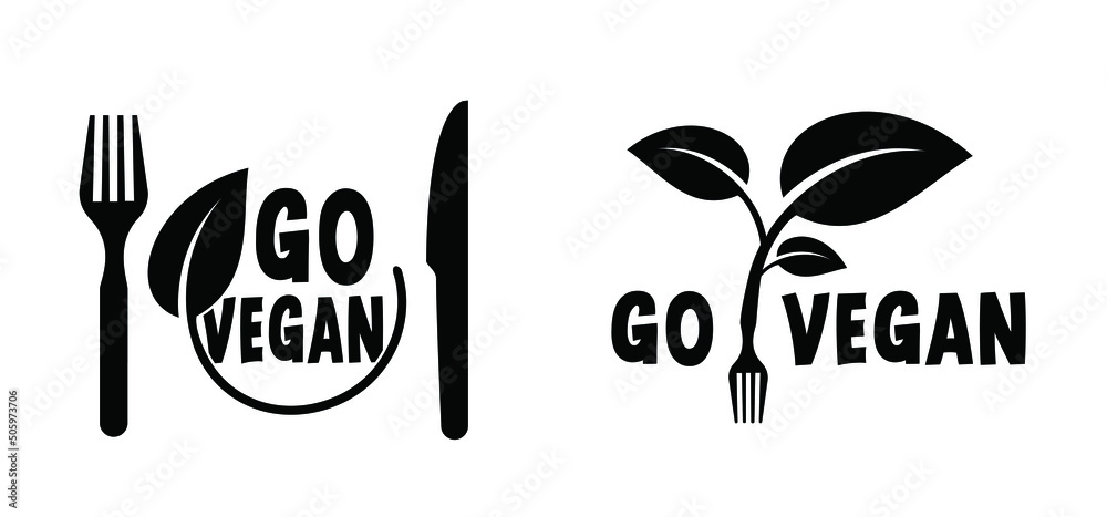 Go vegan. Organic vegan 100% with leaves, Bio, eco icon or symbol. lactose free, vegan, no meat, healthy, fresh food. Green logo. Vegetarian healthy food. Nature, ecology. Eat slogan or quote. Go vegan. Organic vegan 100% with leaves, Bio, eco icon or symbol. lactose free, vegan, no meat, healthy, fresh food. Green logo. Vegetarian healthy food. Nature, ecology. Eat slogan or quote.