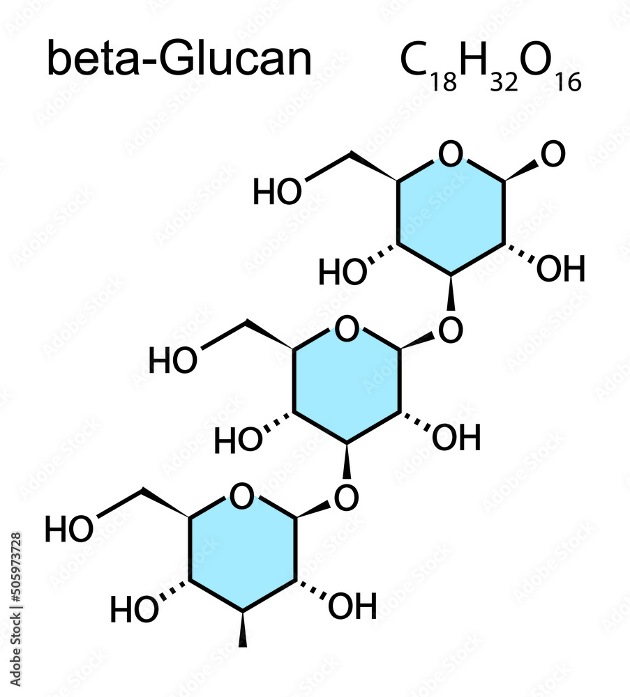 BetaGlucan Molecule. Chemical Structure. Skeletal Formula. Vector