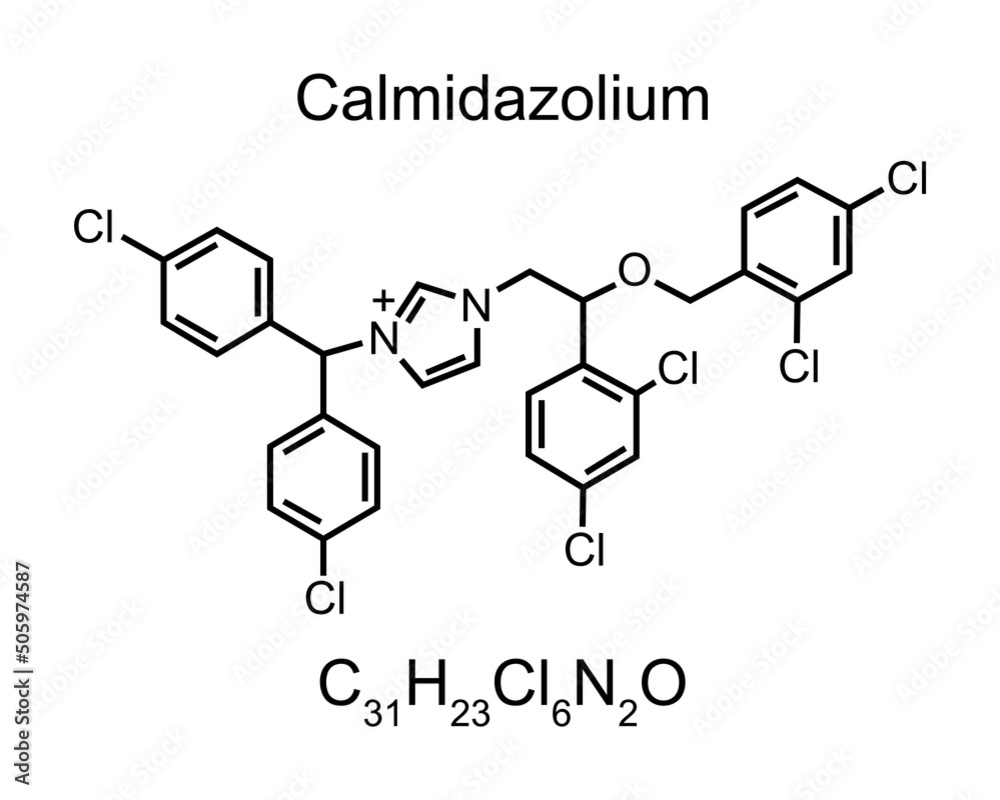 Calmidazolium Chloride Drug Molecule. Skeletal Formula. Vector Illustration.